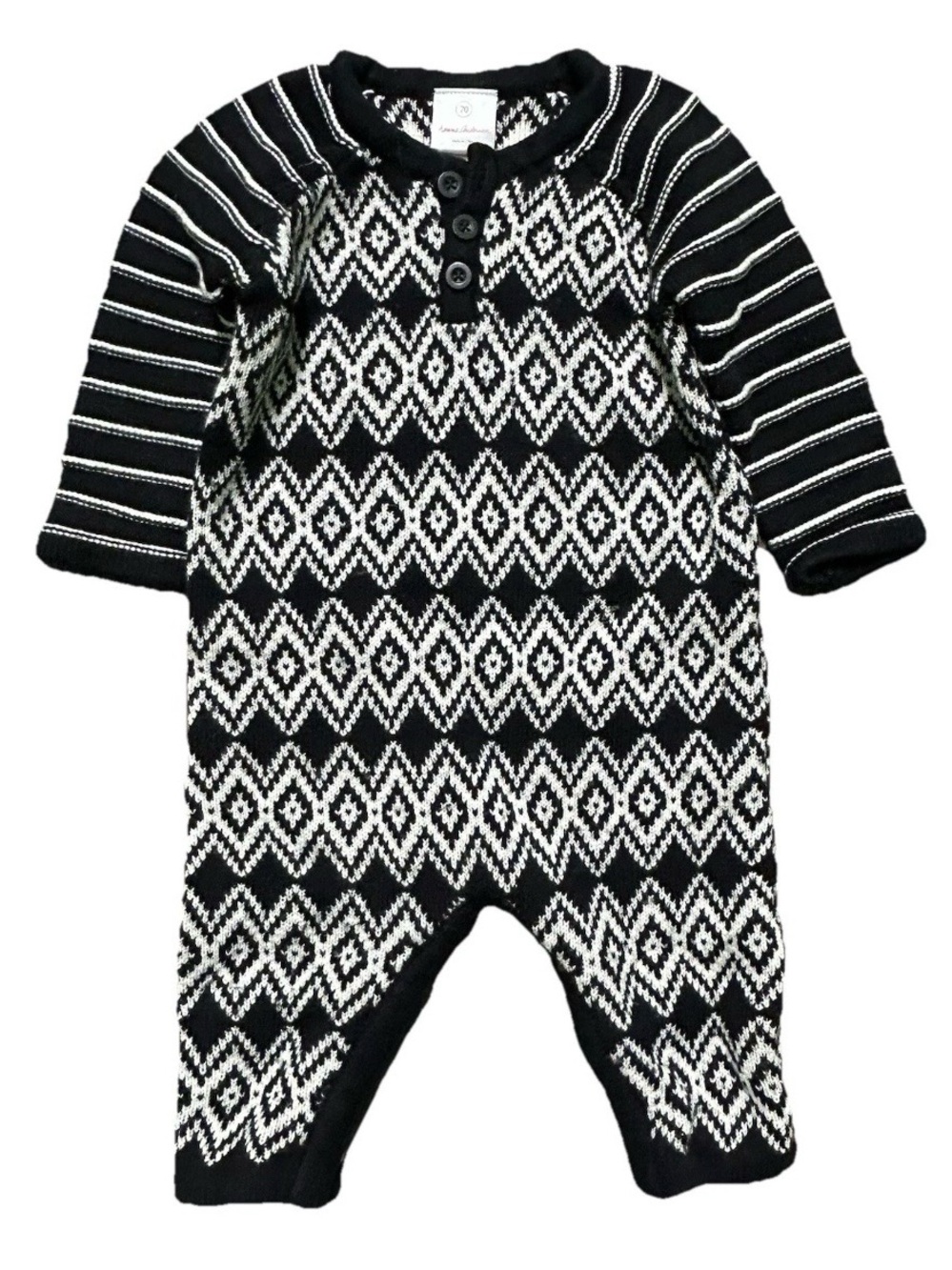 Baby Hanna Andersson Black White Knit Romper Winter Size 70 6-12 Months Coverall